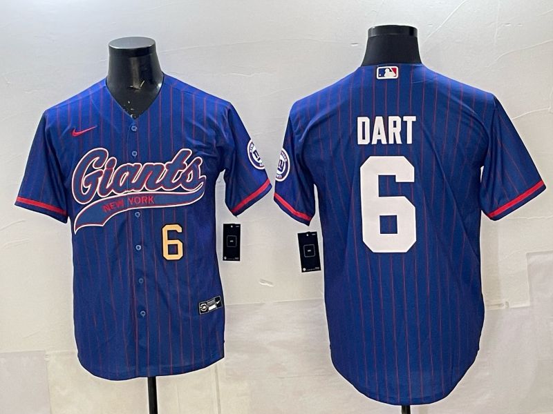 Men 2025 New York Giants #6 Dart Blue Joint Name Nike Limited NFL Jersey 011